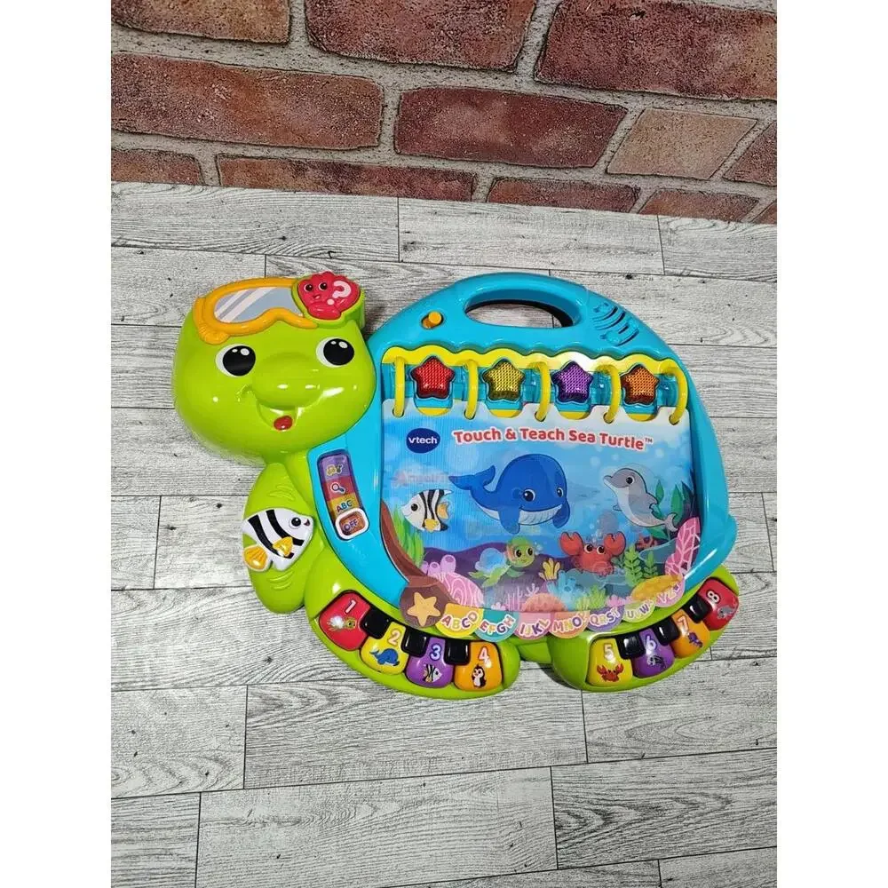 VTech Touch Teach Sea Turtle Interactive Learning Book Alphabet Numbers Lights